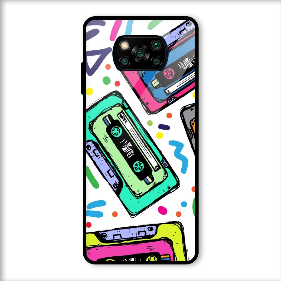 Cassette Pattern Glass Back Case for Poco X3