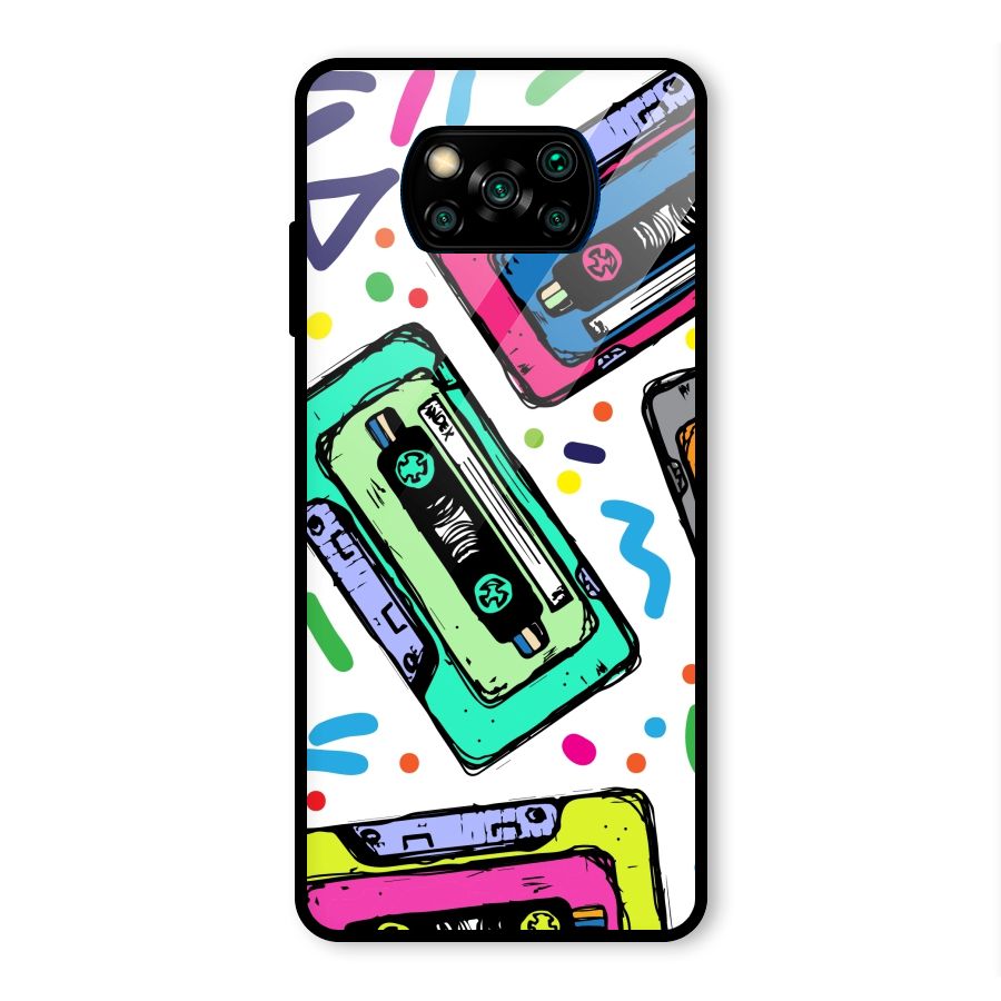 Cassette Pattern Glass Back Case for Poco X3 Pro