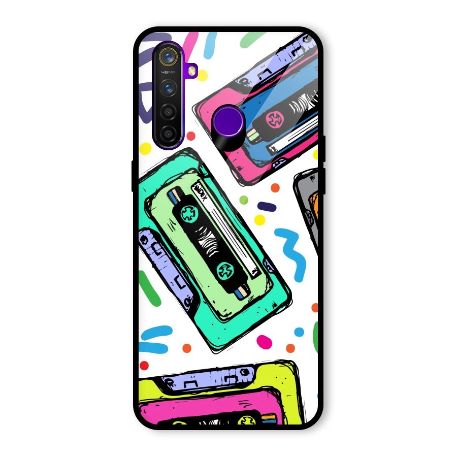 Cassette Pattern Glass Back Case for Realme 5 Pro