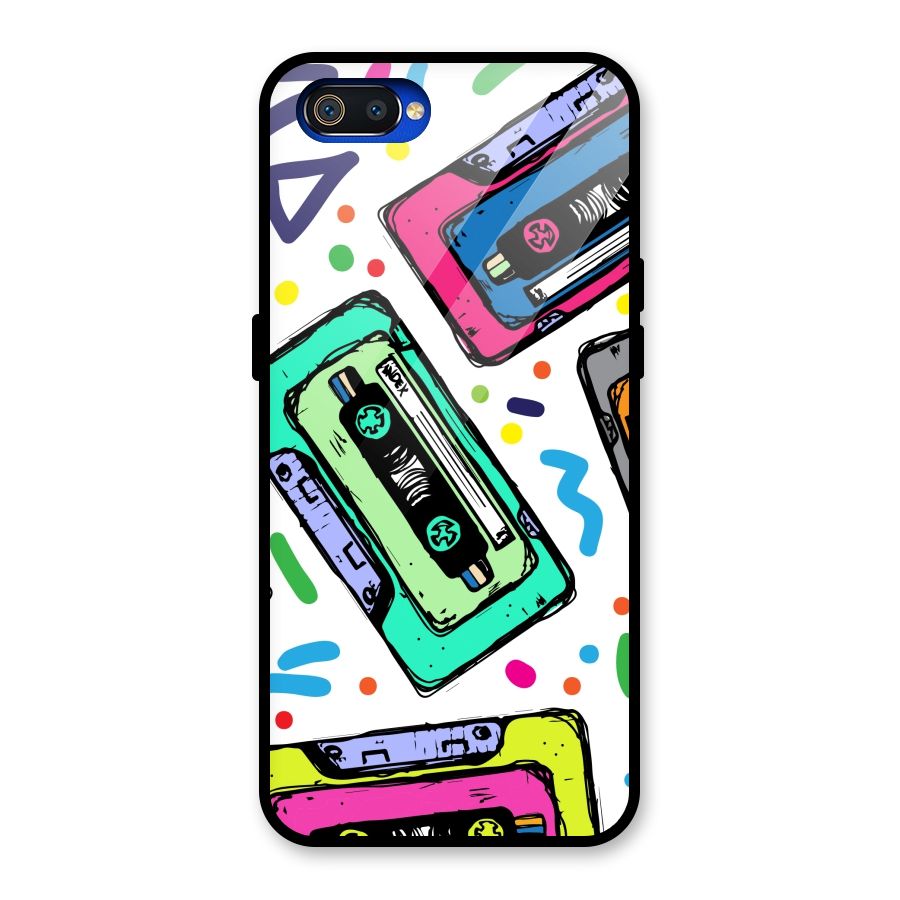 Cassette Pattern Glass Back Case for Realme C2