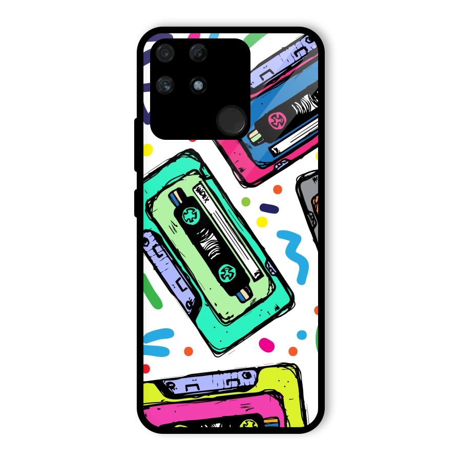 Cassette Pattern Glass Back Case for Realme Narzo 50A