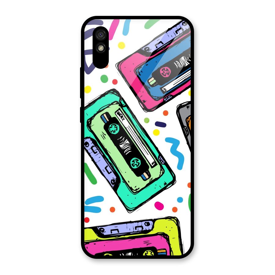 Cassette Pattern Glass Back Case for Redmi 9i