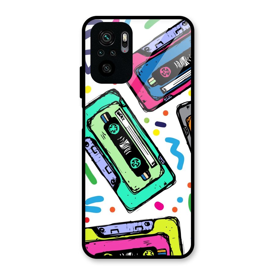 Cassette Pattern Glass Back Case for Redmi Note 10S