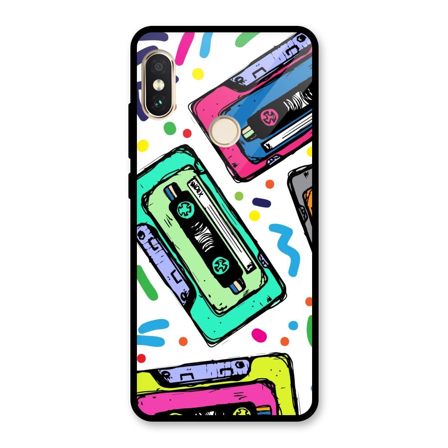 Cassette Pattern Glass Back Case for Redmi Note 5 Pro