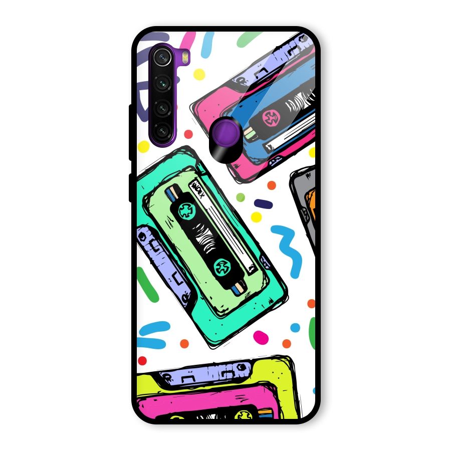 Cassette Pattern Glass Back Case for Redmi Note 8
