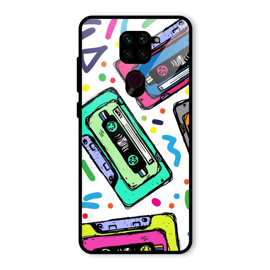 Cassette Pattern Glass Back Case for Redmi Note 9