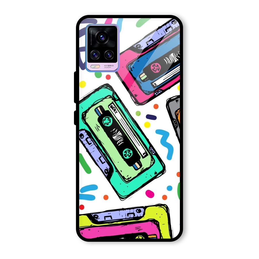 Cassette Pattern Glass Back Case for Vivo V20 Pro
