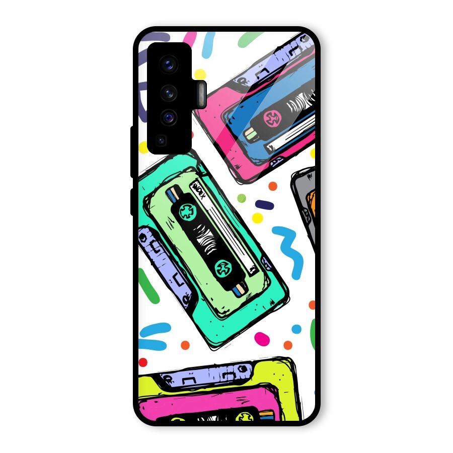 Cassette Pattern Glass Back Case for Vivo X50