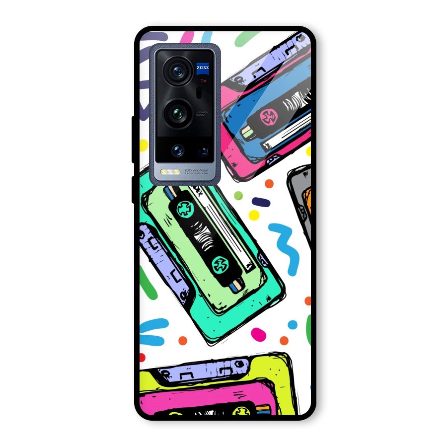 Cassette Pattern Glass Back Case for Vivo X60 Pro Plus