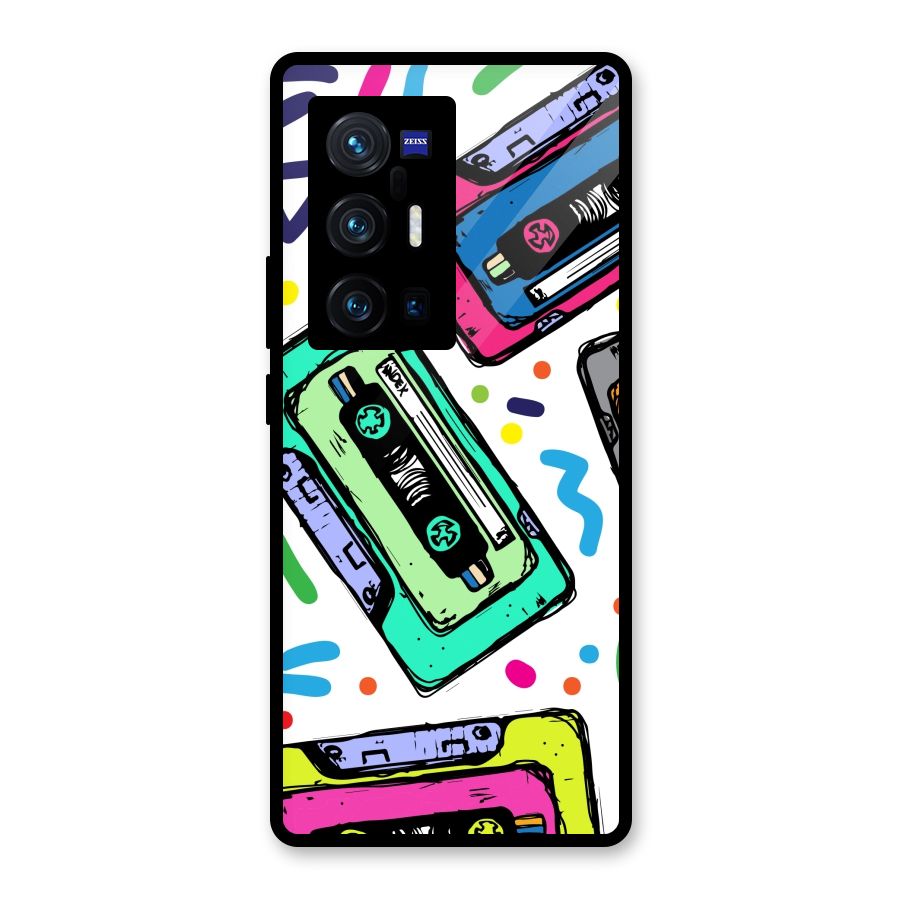Cassette Pattern Glass Back Case for Vivo X70 Pro Plus