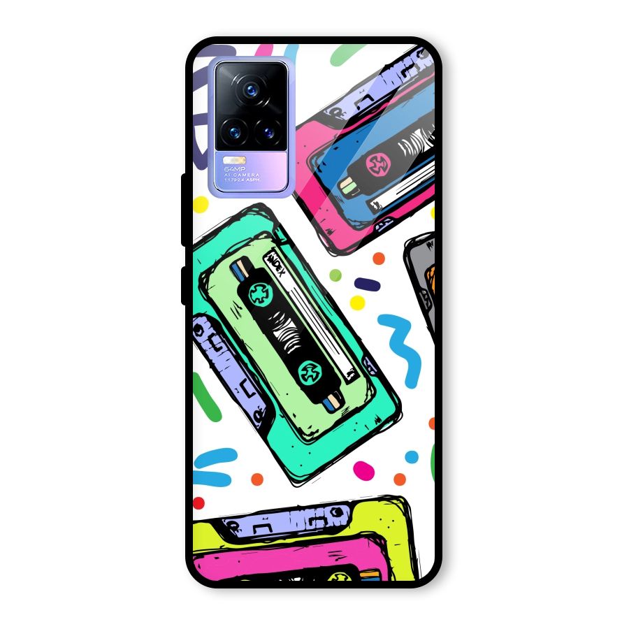 Cassette Pattern Glass Back Case for Vivo Y73