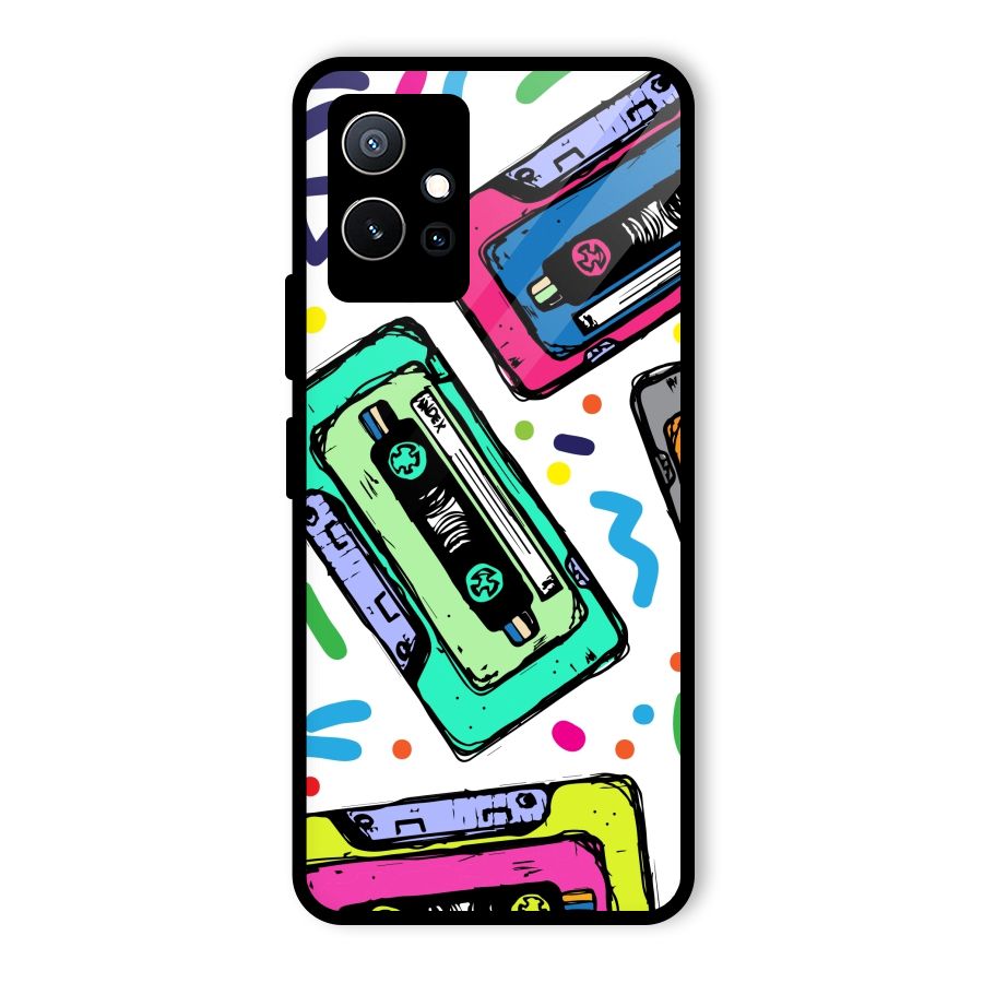 Cassette Pattern Glass Back Case for Vivo Y75 5G