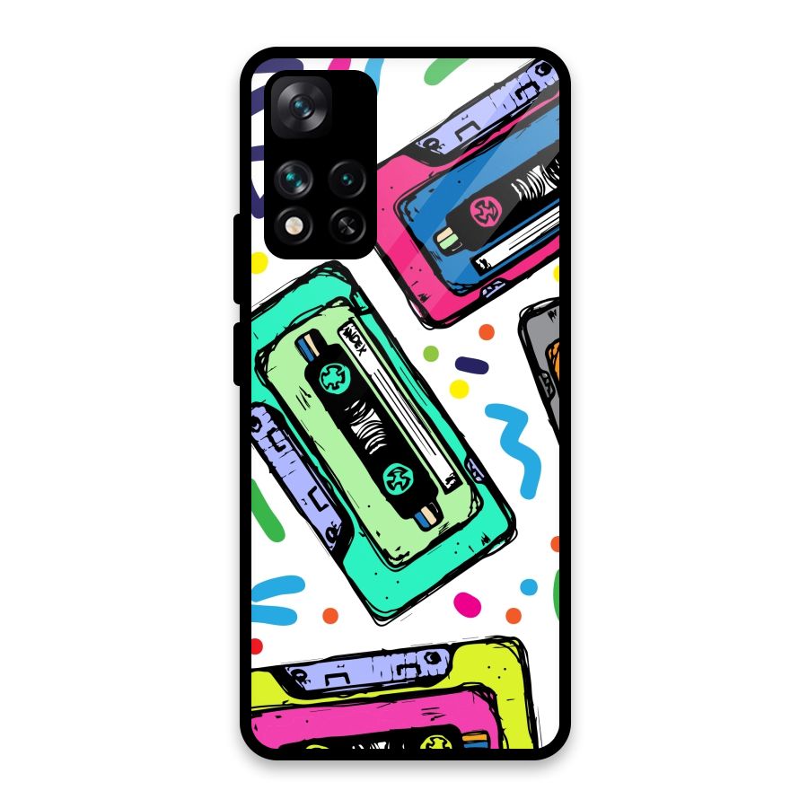 Cassette Pattern Glass Back Case for Xiaomi 11i HyperCharge 5G