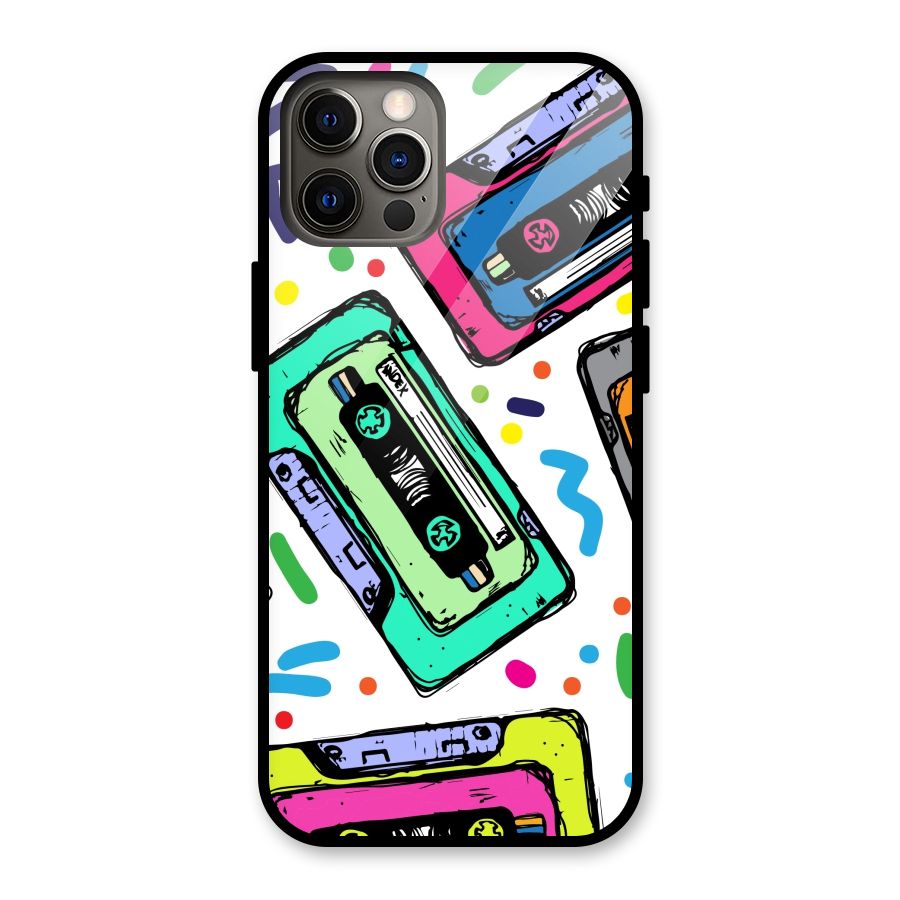 Cassette Pattern Glass Back Case for iPhone 12 Pro
