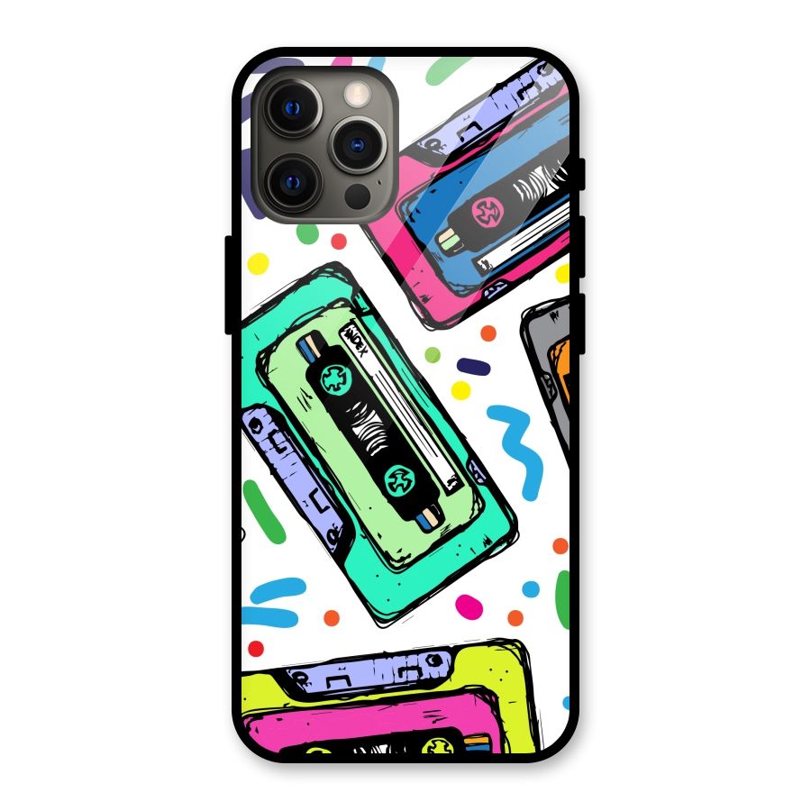 Cassette Pattern Glass Back Case for iPhone 12 Pro Max