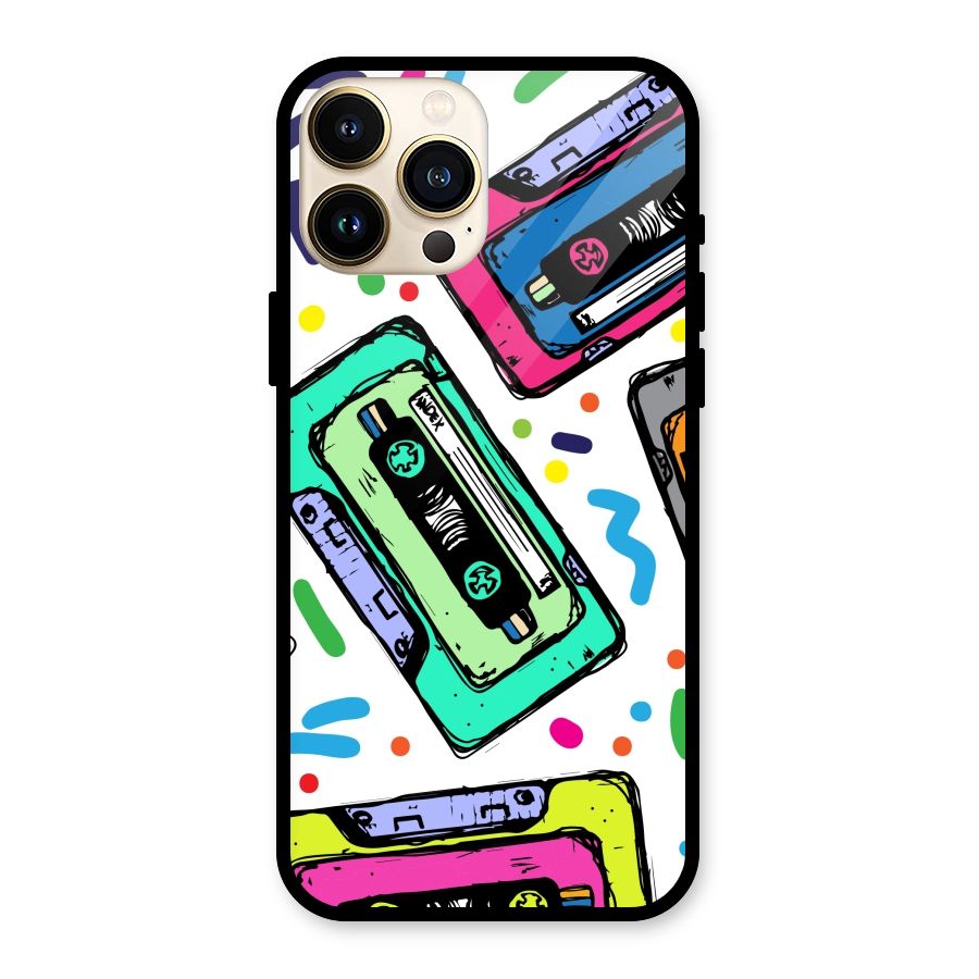 Cassette Pattern Glass Back Case for iPhone 13 Pro Max
