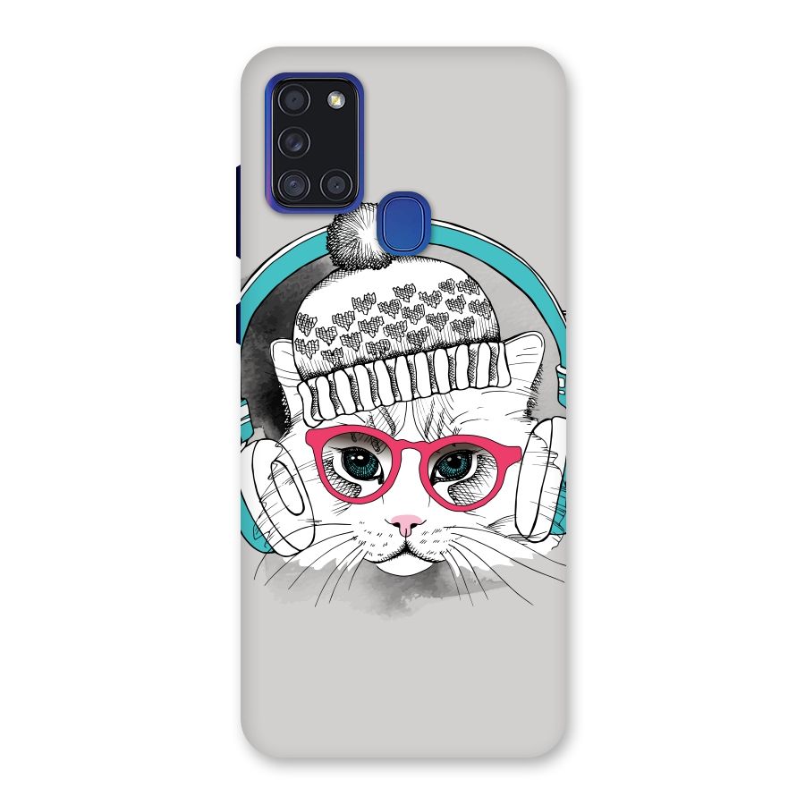 Cat Headphones Back Case for Galaxy A21s