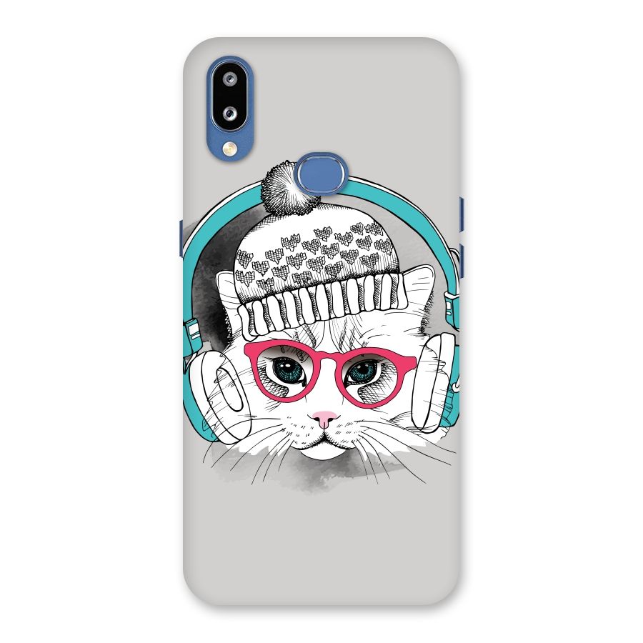 Cat Headphones Back Case for Galaxy M01s