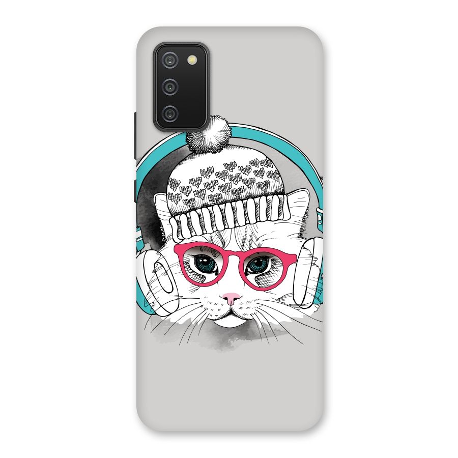 Cat Headphones Back Case for Galaxy M02s