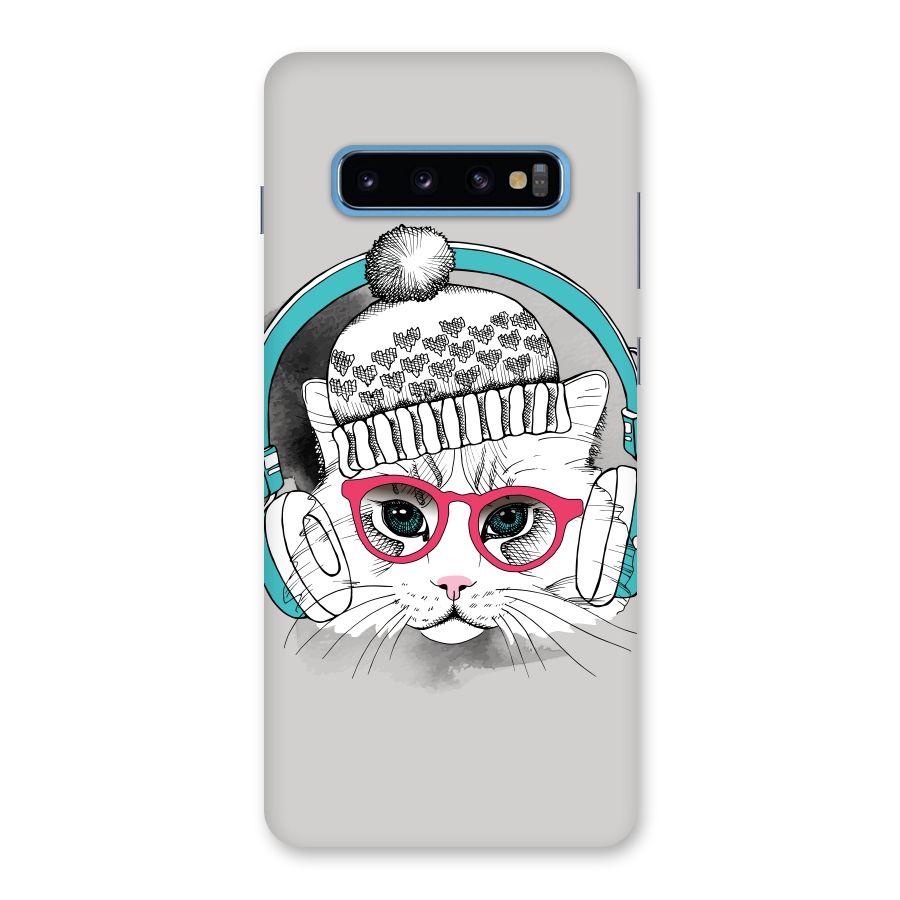 Cat Headphones Back Case for Galaxy S10 Plus