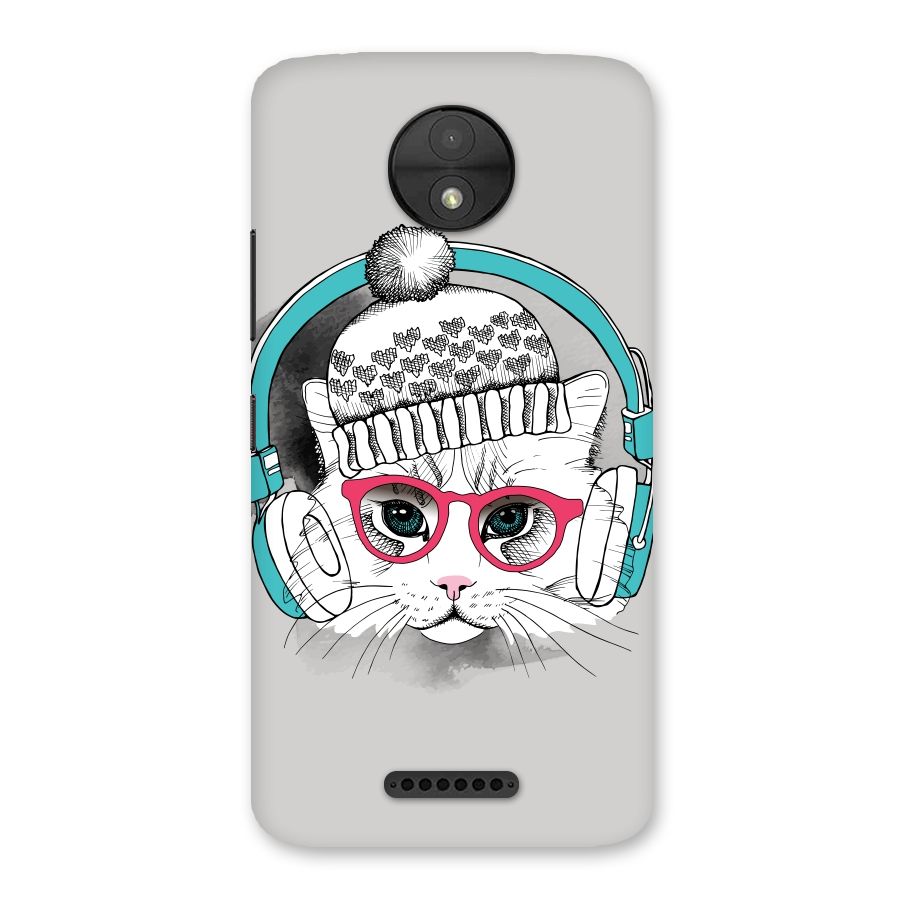 Cat Headphones Back Case for Moto C
