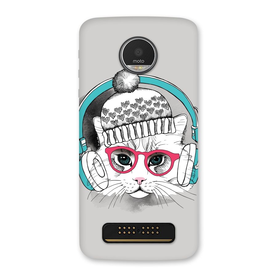 Cat Headphones Back Case for Moto Z Play