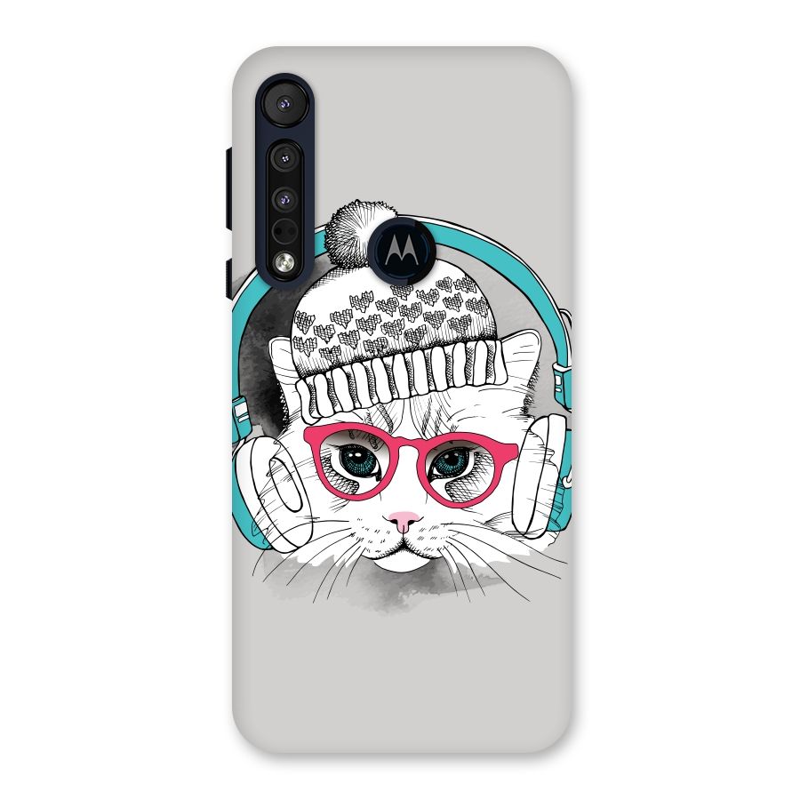 Cat Headphones Back Case for Motorola One Macro