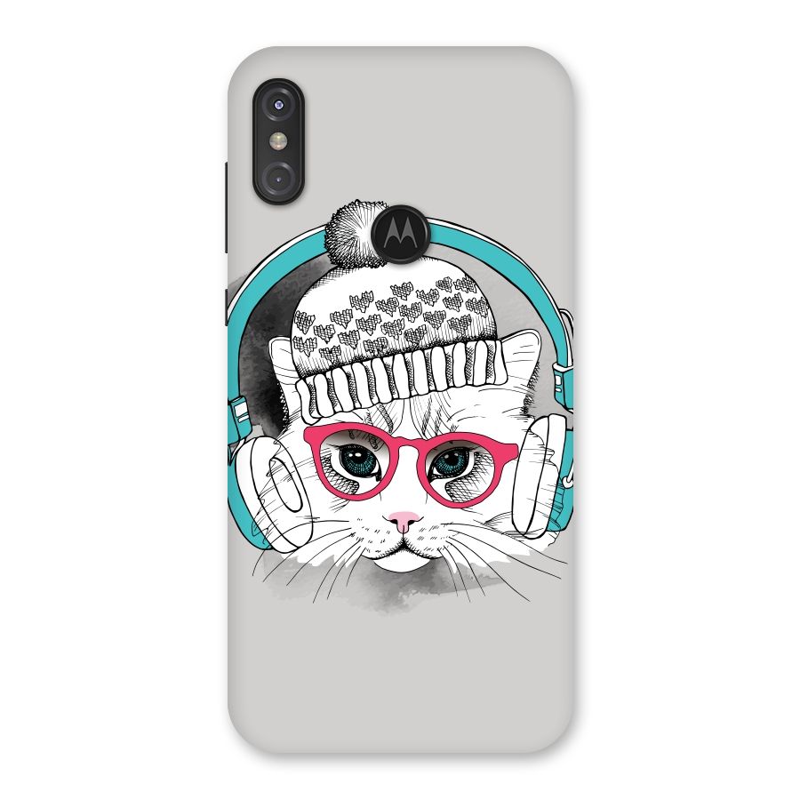Cat Headphones Back Case for Motorola One Power