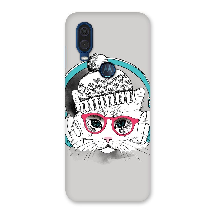 Cat Headphones Back Case for Motorola One Vision