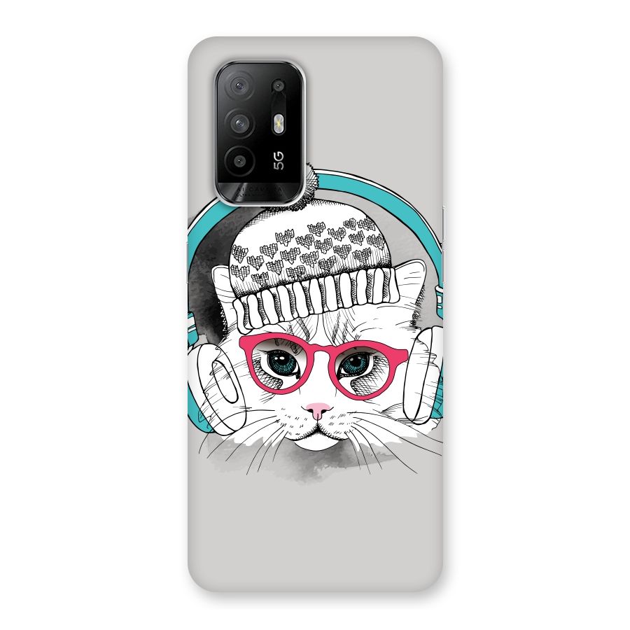 Cat Headphones Back Case for Oppo F19 Pro Plus 5G