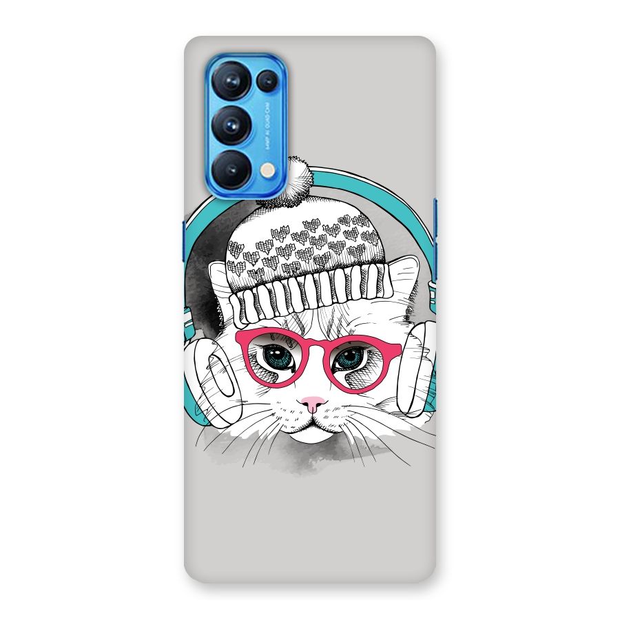 Cat Headphones Back Case for Oppo Reno5 Pro 5G