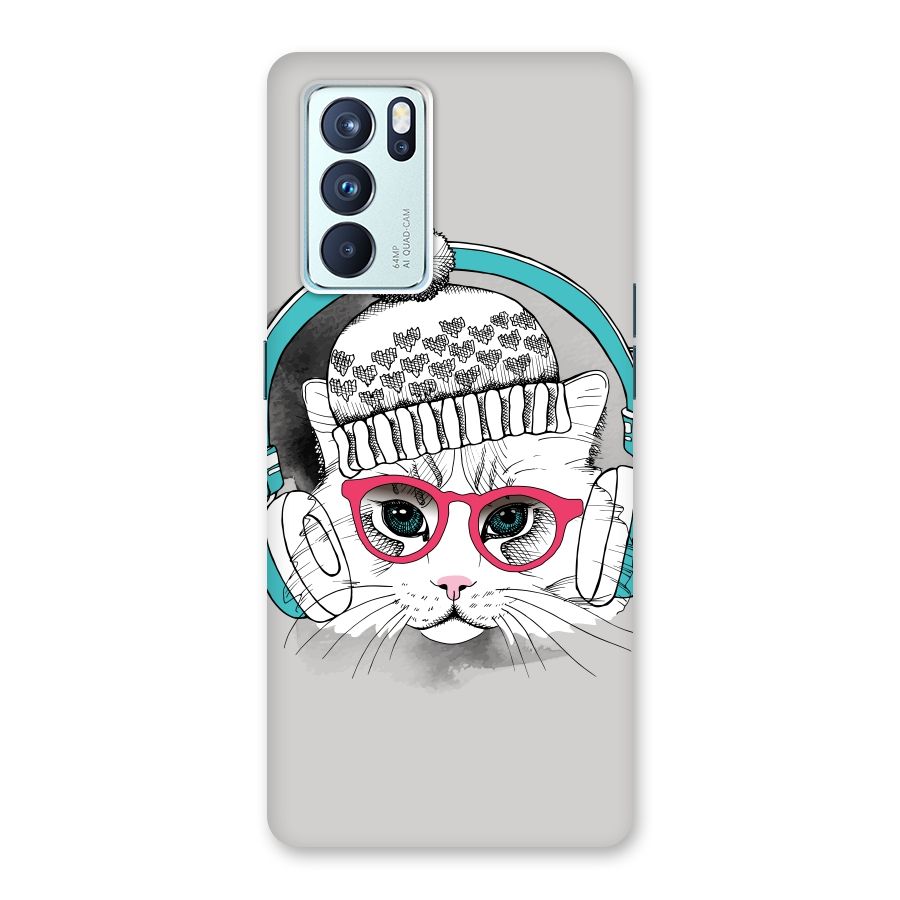 Cat Headphones Back Case for Oppo Reno6 Pro 5G