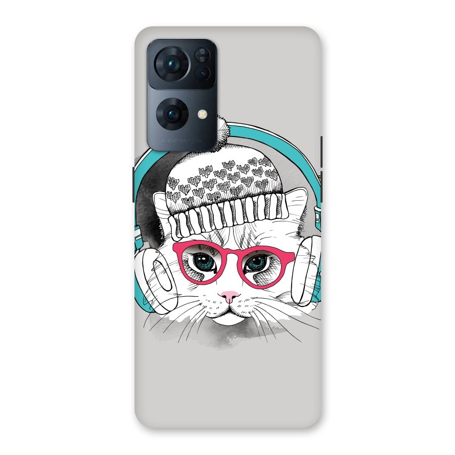 Cat Headphones Back Case for Oppo Reno7 Pro 5G