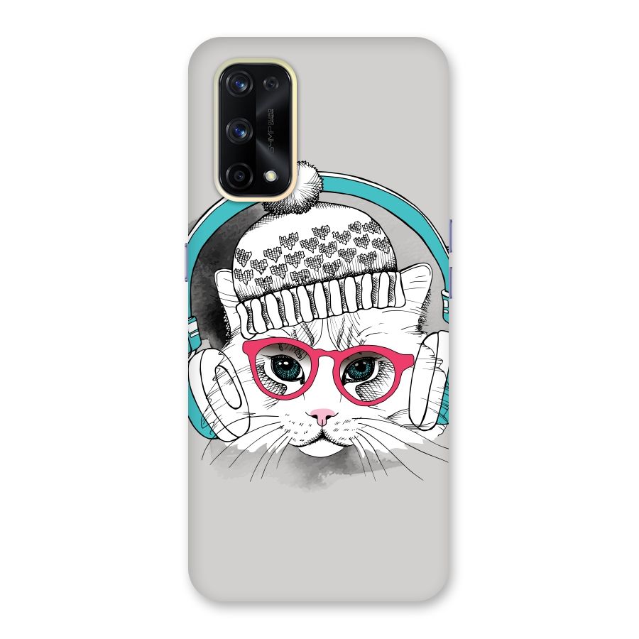 Cat Headphones Glass Back Case for Realme X7 Pro