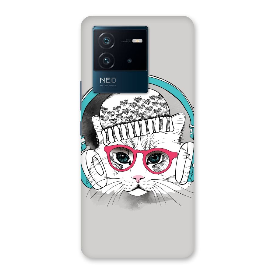 Cat Headphones Back Case for Vivo iQOO Neo 6 5G