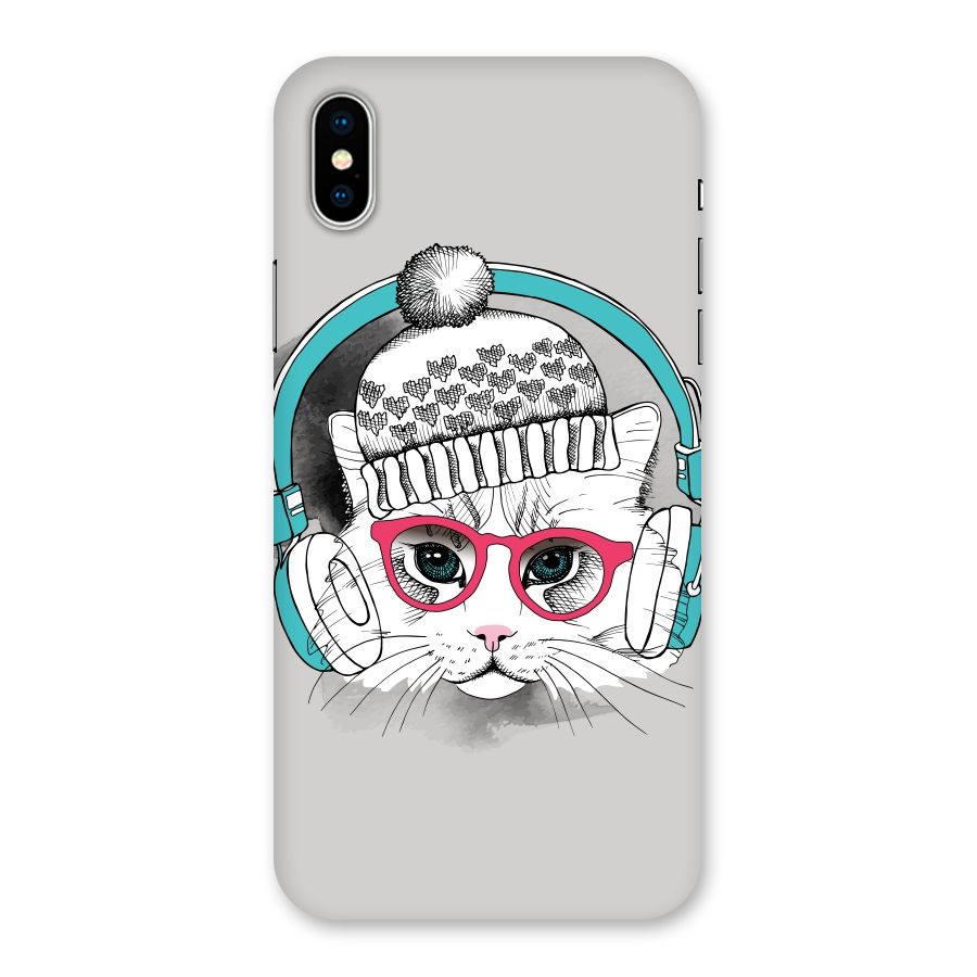 Cat Headphones Back Case for iPhone XS