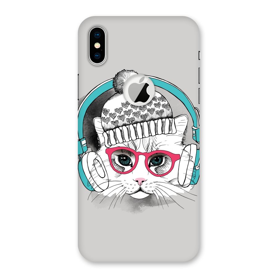 Cat Headphones Back Case for iPhone X Logo Cut