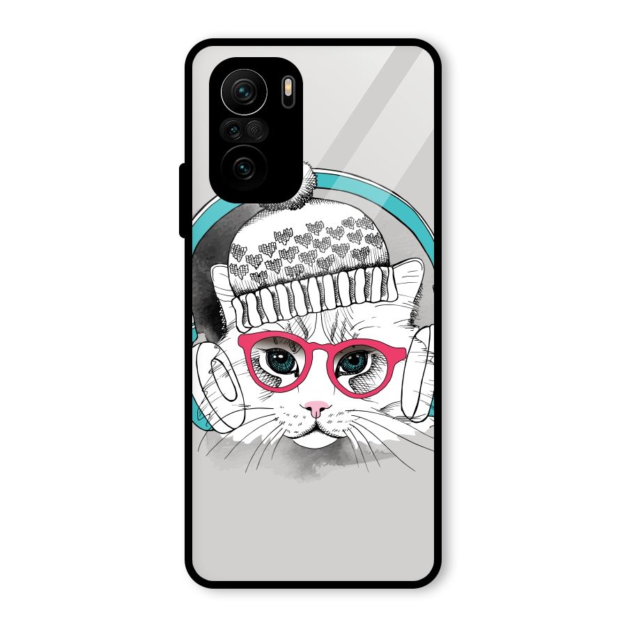Cat Headphones Glass Back Case for Mi 11x