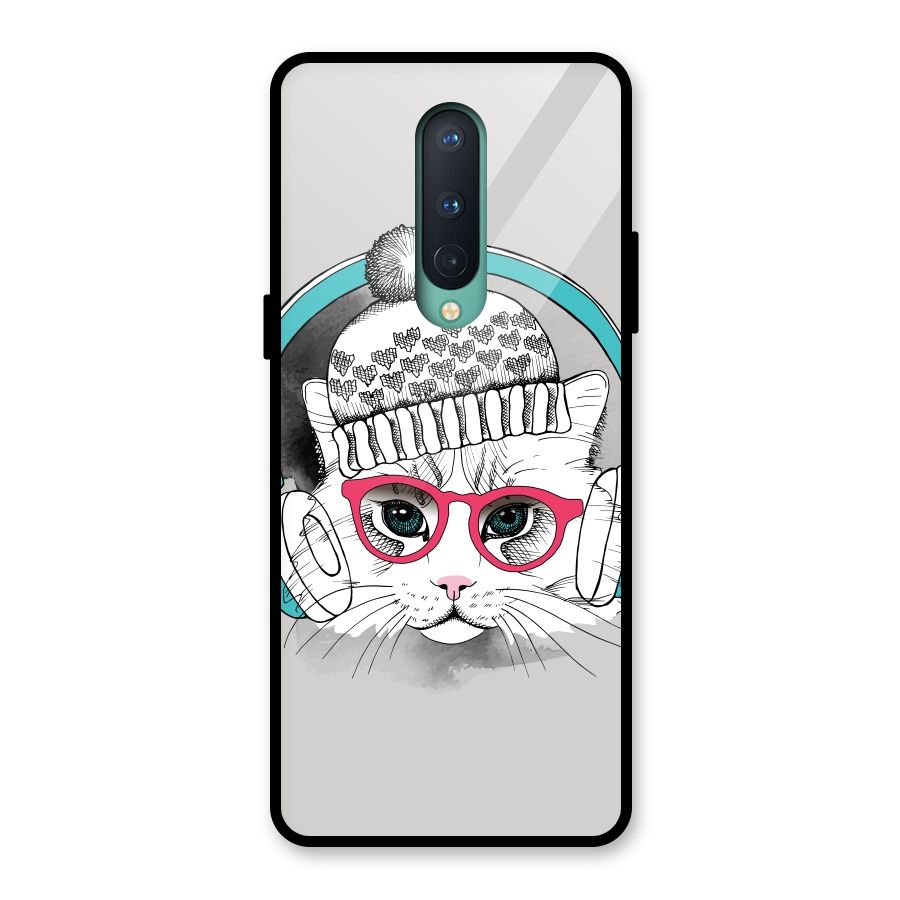 Cat Headphones Glass Back Case for OnePlus 8