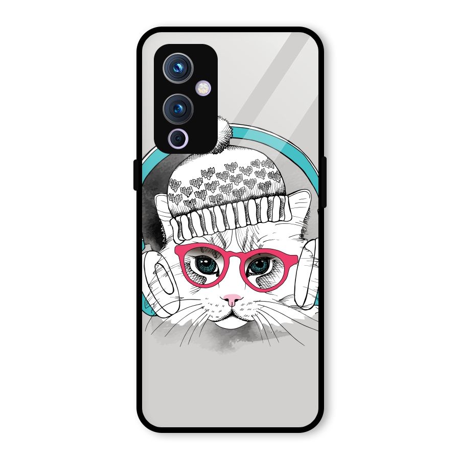 Cat Headphones Glass Back Case for OnePlus 9