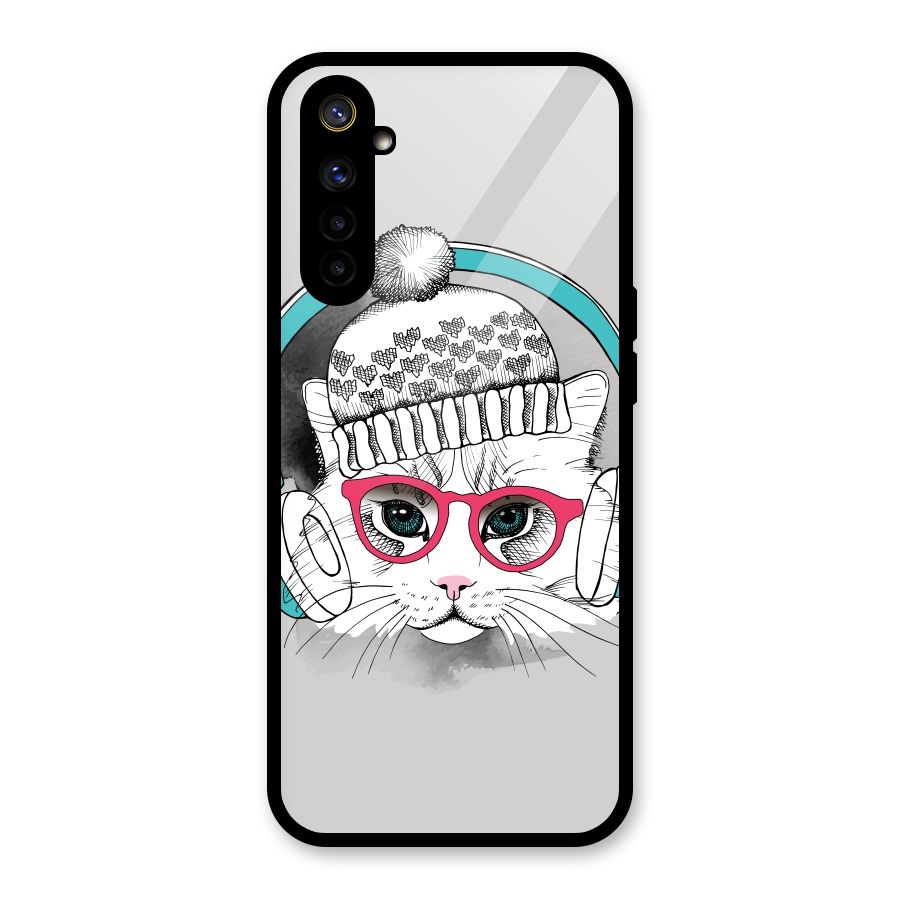 Cat Headphones Glass Back Case for Realme 6i