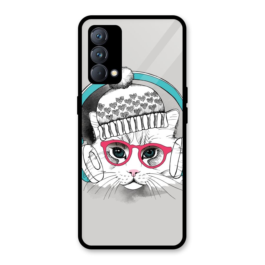Cat Headphones Glass Back Case for Realme GT Master Edition