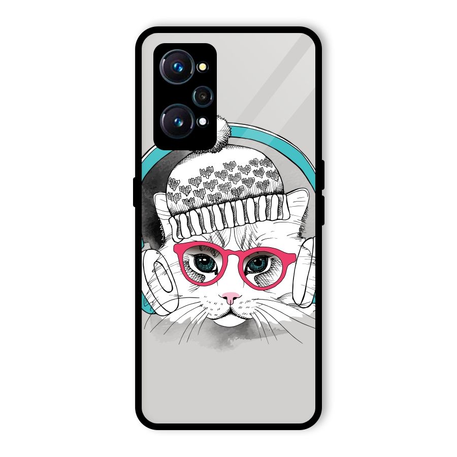 Cat Headphones Glass Back Case for Realme GT Neo2