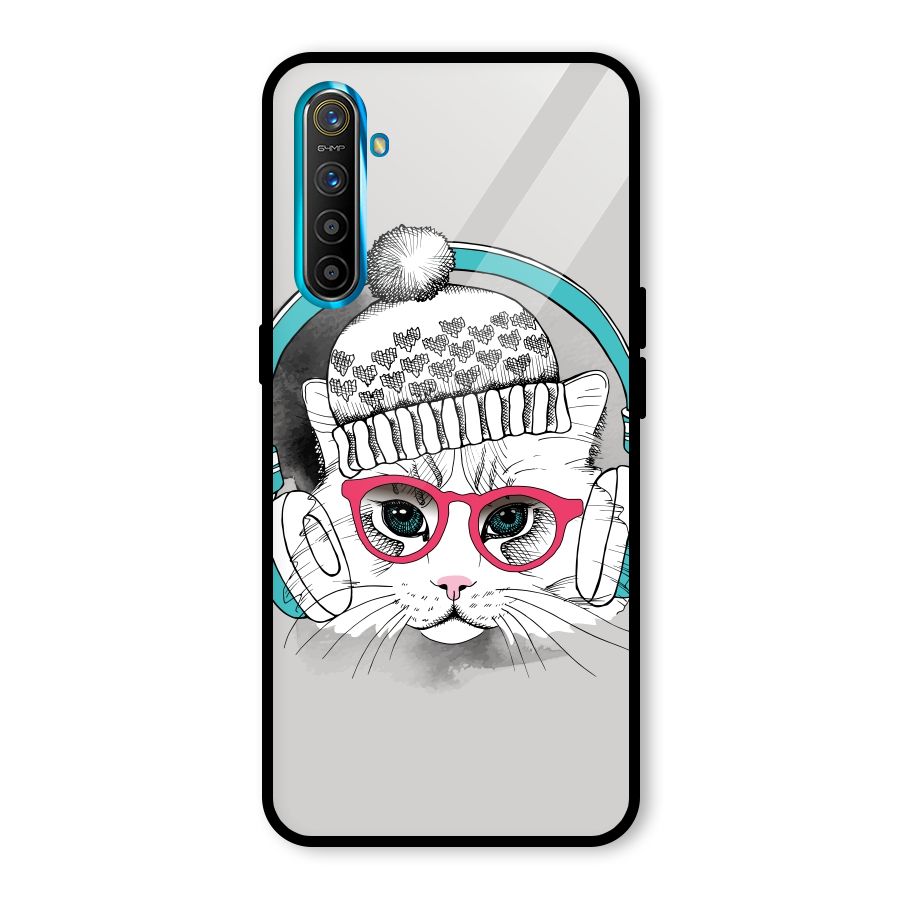 Cat Headphones Glass Back Case for Realme X2