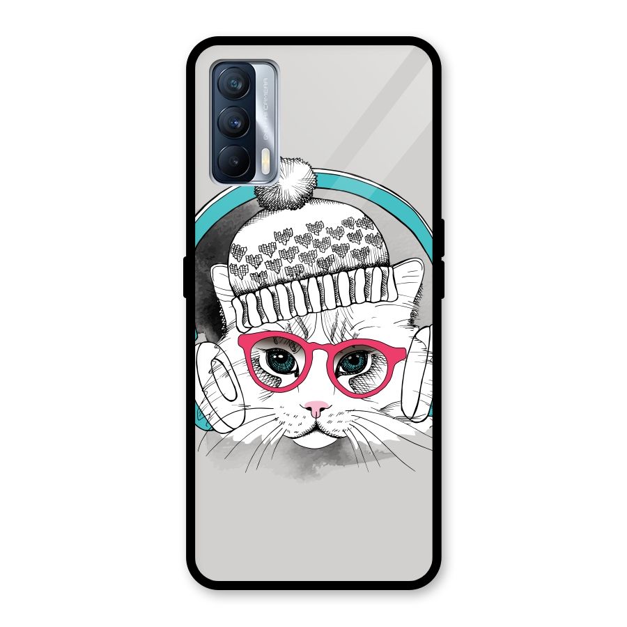 Cat Headphones Glass Back Case for Realme X7