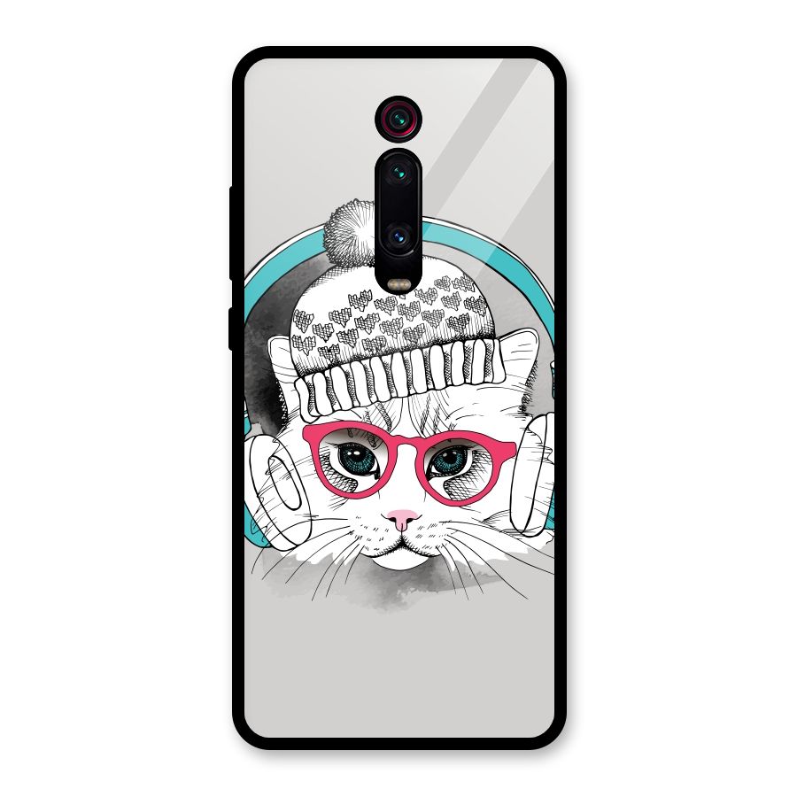 Cat Headphones Glass Back Case for Redmi K20