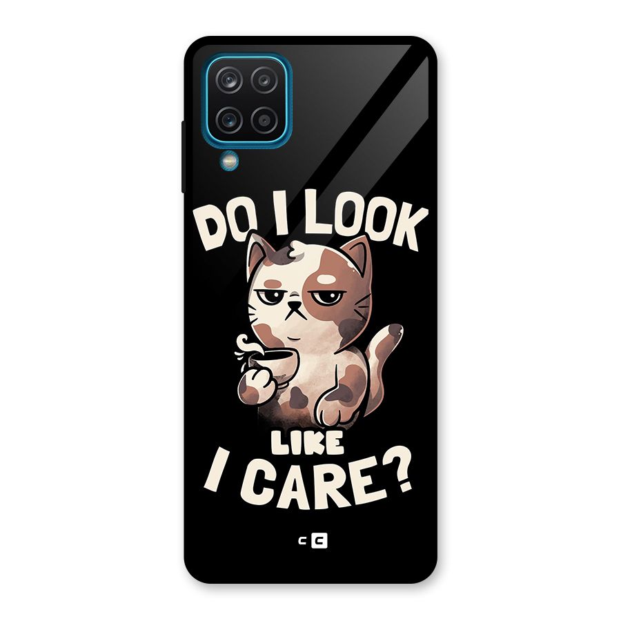 Cat Look Like Care Glass Back Case for Galaxy A12