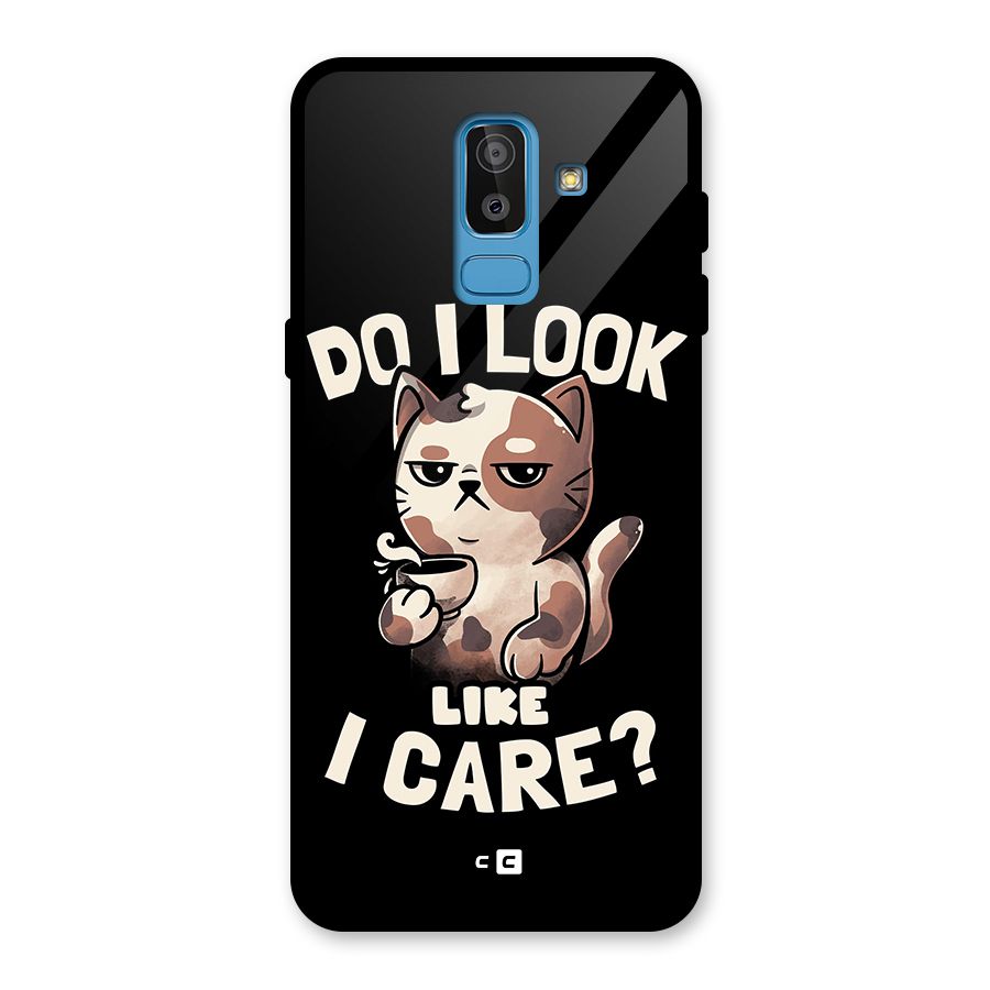 Cat Look Like Care Glass Back Case for Galaxy J8