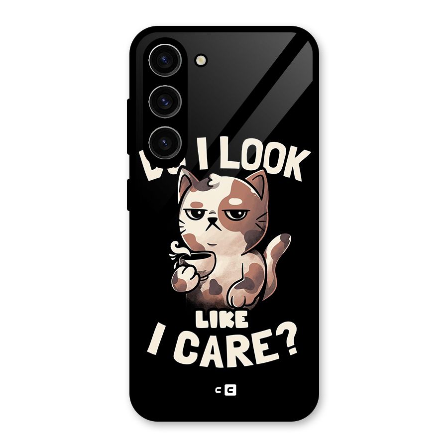 Cat Look Like Care Glass Back Case for Galaxy S23
