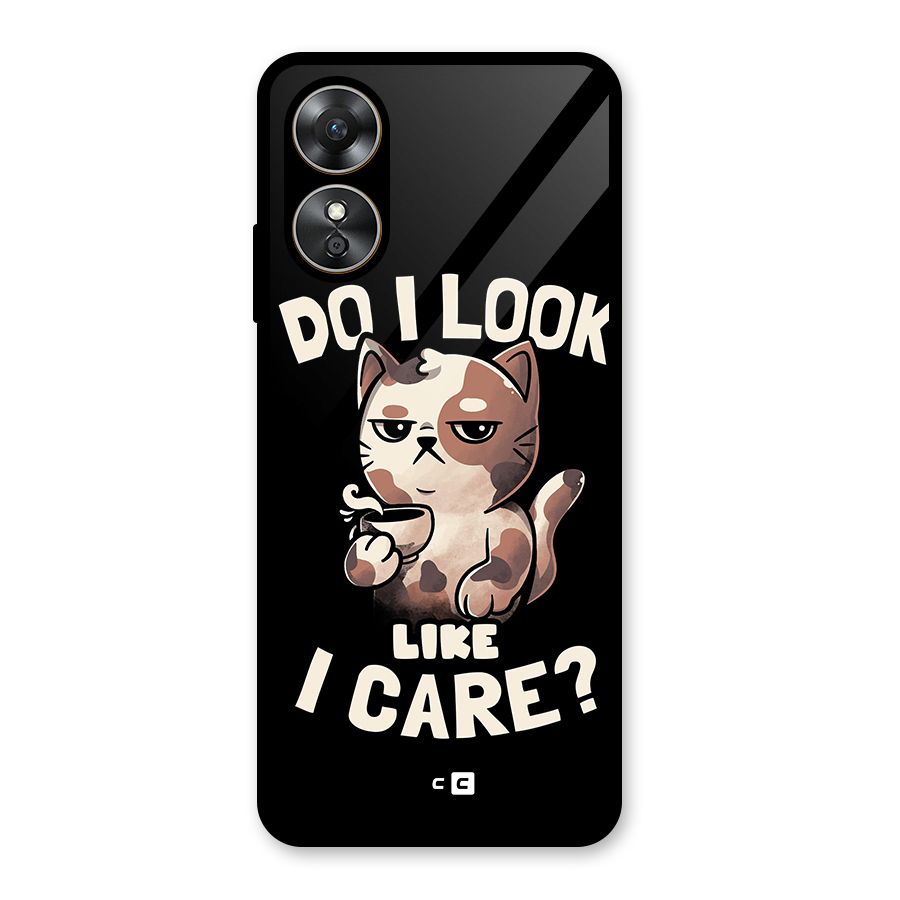 Cat Look Like Care Glass Back Case for Oppo A17